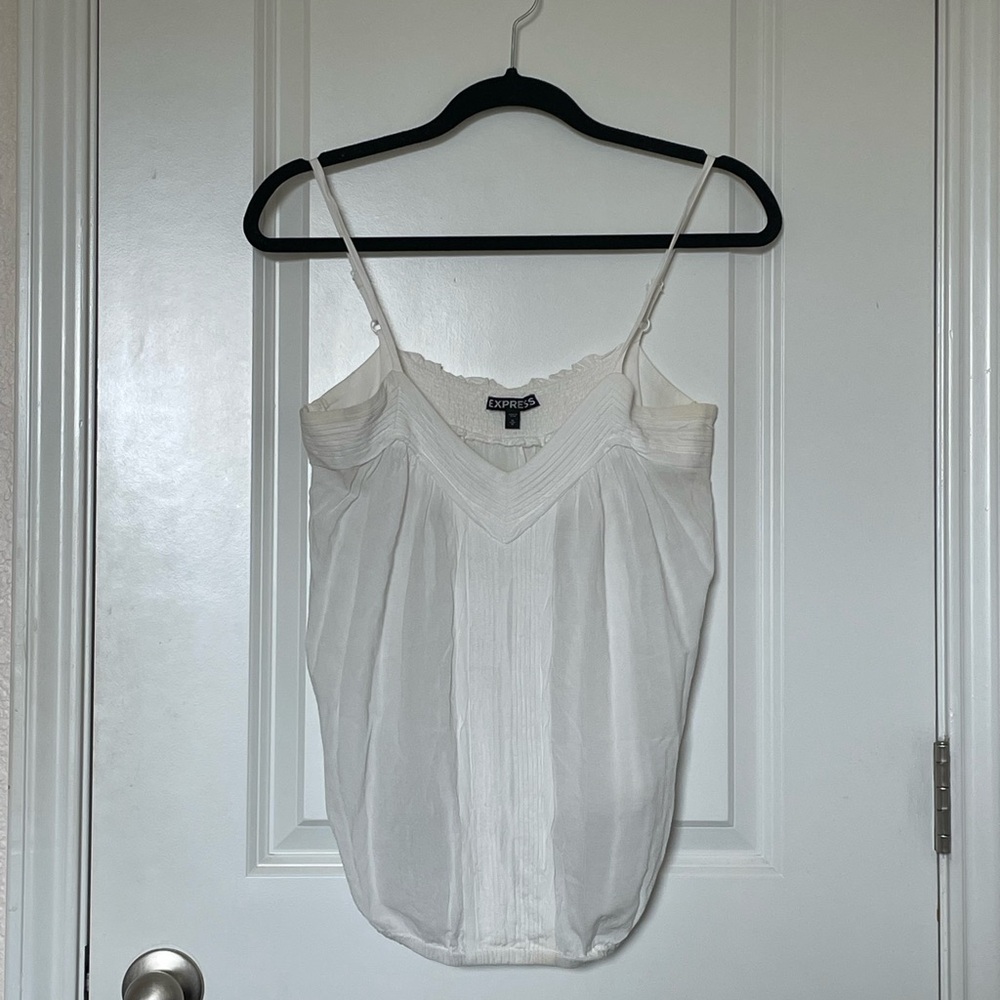 Express White Fitted Camisole with Spaghetti Straps